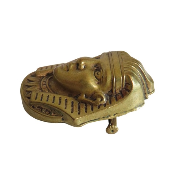Vintage‎ Egyptian Pharaoh Face Brooch Pin Brass Tone Collectible Accessory - Picture 4 of 9